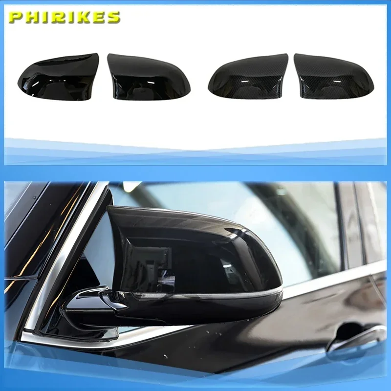 

Auto Car Rear View Side Mirror Cover Trim for BMW F25 X3 F26 X4 F15 X5 F16 X6 2014 2015-2018 Bright black Carbon Fiber Style