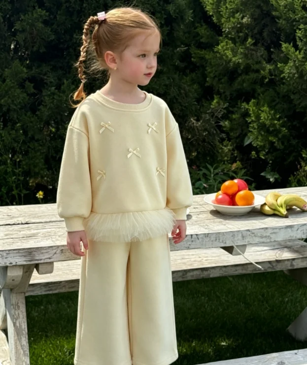 

Girls Mesh Sweatshirt Set Spring and Autumn 2026 New Stylish Baby Fashion Autumn Outfit Two-Piece Set for Little Girls