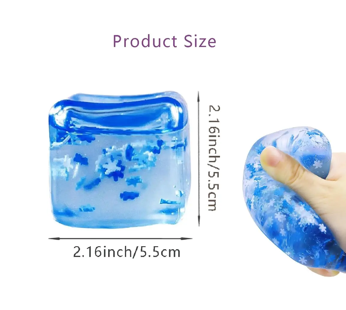 Squishy Stress Cube Gel Fidget Toy - Zintuiglijk Sneeuwvlokspeelgoed voor kinderen en volwassenen, perfect voor klas- en kerstcadeaus