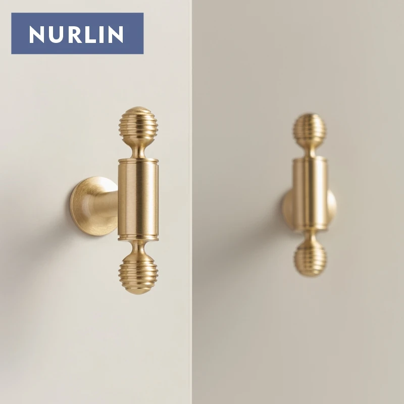 Nurlin Französischer Luxus-Schrank aus massivem Messing, Möbel, Schublade, Schrank, Türgriff, runde Knöpfe, T-Bar, Kleiderschrankgriff