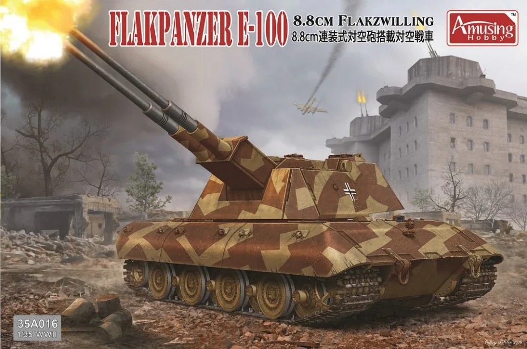 Забавный набор для сборки танка 35A016 8,8 см Flakzwilling Flakpanzer E-100 1/35