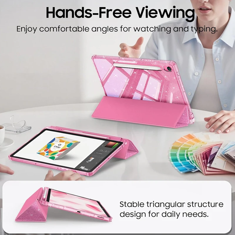 حافظة لهاتف سامسونج جالاكسي تاب S10 لايت S9 S10 FE 10.9 مع حامل قلم رصاص جالاكسي تاب A11 A9 + Plus 11 "S11 11 غطاء ذكي متألق