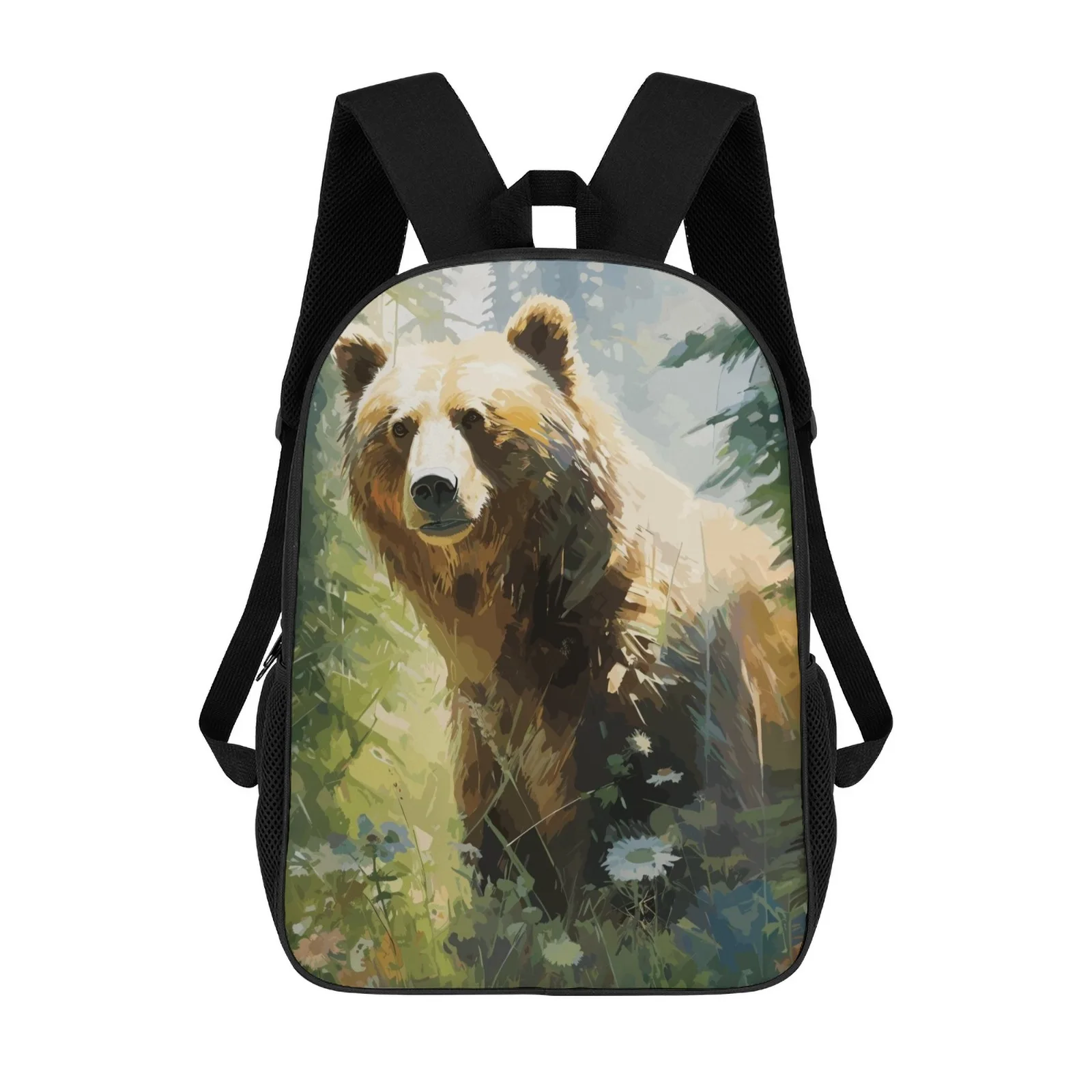 

Majestic Grizzly Bear Sac A Dos Сумка для книг с принтом Рюкзак для начальной школы 17-дюймовая школьная сумка-рюкзак