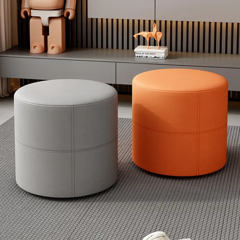 Solid Wood Round Stool Minimalist Low Footstool for Living Room Sofa Durable Shoe Changing Bench Small Household Seat