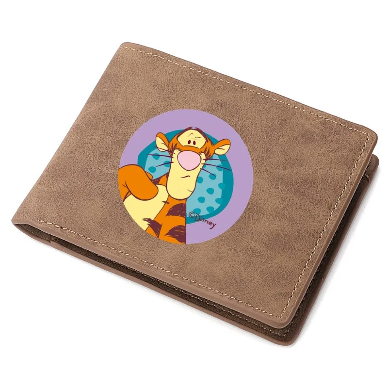 Winnie the Pooh Men\'s Short PU Wallet 2024 New Popular Soft Leather Zipper Wallet Credit Card ID Card Convenient Cash Coin Purse