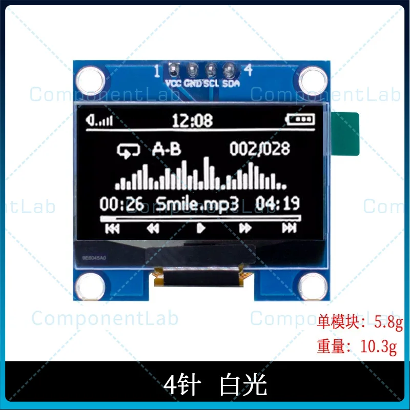 1.3-inch OLED Display Module 128x64 LCD Module 4-pin/7-pin I²C Interface (optional) SH1106