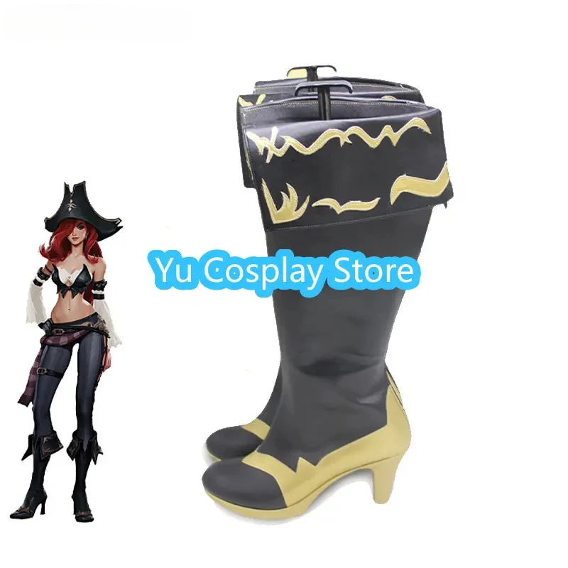 Miss Fortune Cosplay Shoes LOL the Bounty Hunter Cosplay Props PU Shoes Halloween Carnival Boots  Custom Made