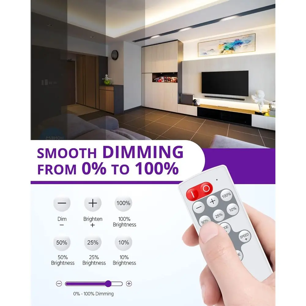 16,4ft 12V dimbare LED-stripverlichtingsset met hoge dichtheid en afstandsbediening, 4000K, 600 LED's, 300Lm/ft, UL-gecertificeerd voor woondecoratie