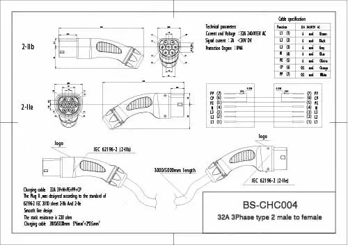 Cabo carregador de carro elétrico personalizado 32a 22kw besen cabo tpu de alta potência anti-envelhecimento 5m para estação de carregamento ev nova condição