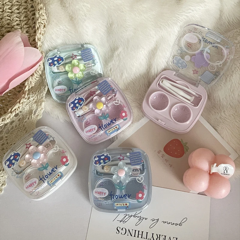 Cute Portable Contact Lens Box For Girls Minimalist Mini Contact Lens Storage Container Contact Lens Case Travel Kit