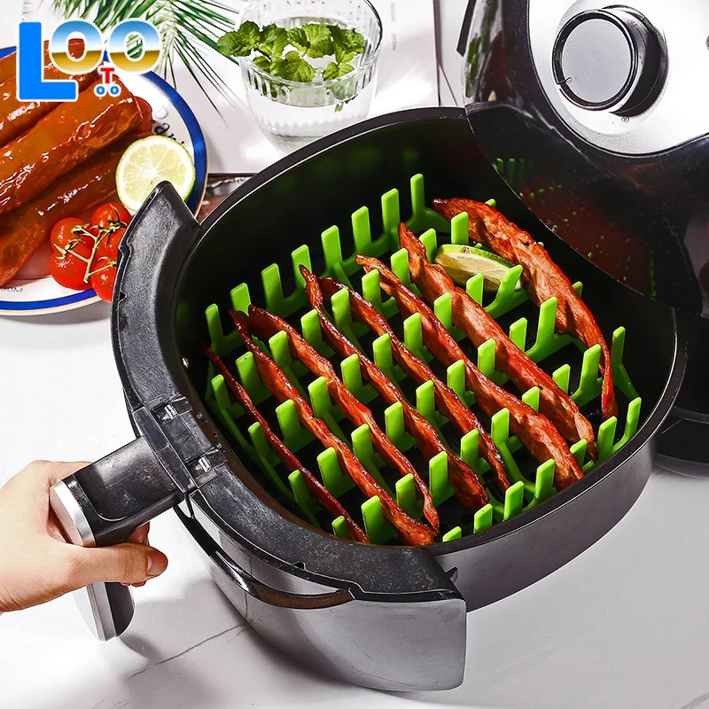 1 قطعة سيليكون الهواء المقلاة صينية قفص القلي قالب سلة وعاء قابلة لإعادة الاستخدام هوت دوج لحم الخنزير المقدد كعكة الرف المنزل حفلة الخبز اكسسوارات