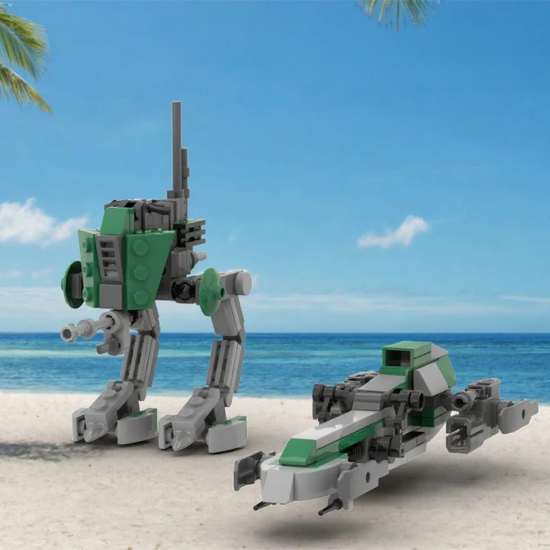

1038 шт. Star Battle MOC AT-RT и BARC Speeder Mega Pack модульные строительные блоки DIY модель Starfighter креативная игрушка