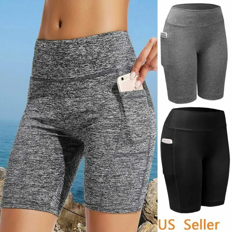 Woman Leggings Gym Short Yoga Legging High Waist Lifting Push Up Tight Cycling Biker Shorts Pocket Running Lady Gym Shorts