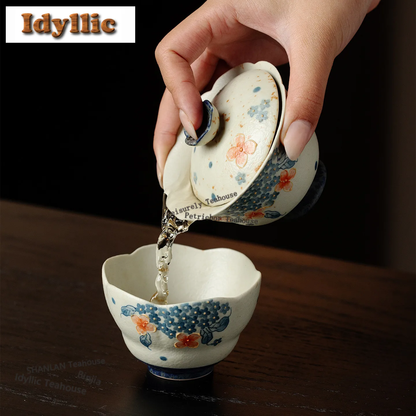 100ml Red Spot Flower High Foot Gaiwan Boutique Tea Tureen Tea Bowl With Lid Kit Tea Maker Cover Bowl Tea Ceremony Decoration