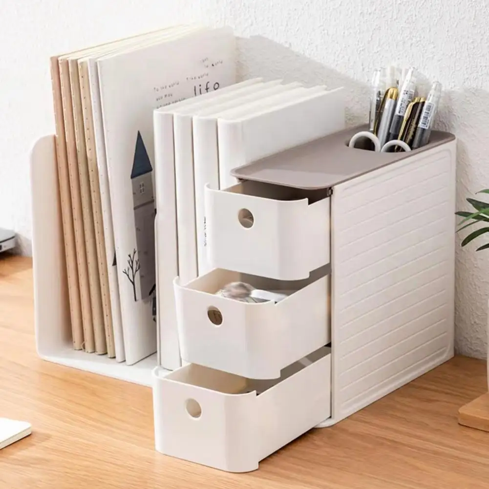 Desktop File Storage Office Supplies Pen Ruler Holder Container Small Bookshelf Design Student Book Stationery Storage Box