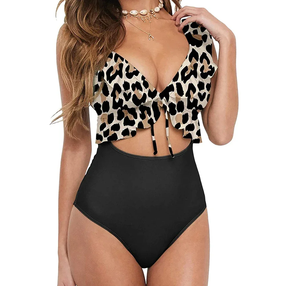 2023 Nuovo Ruffle Sexy Costume intero femminile Plus Size Costumi da bagno Donna Monokini Bagnanti Costumi da bagno Beachwear Swim Ladies XXL