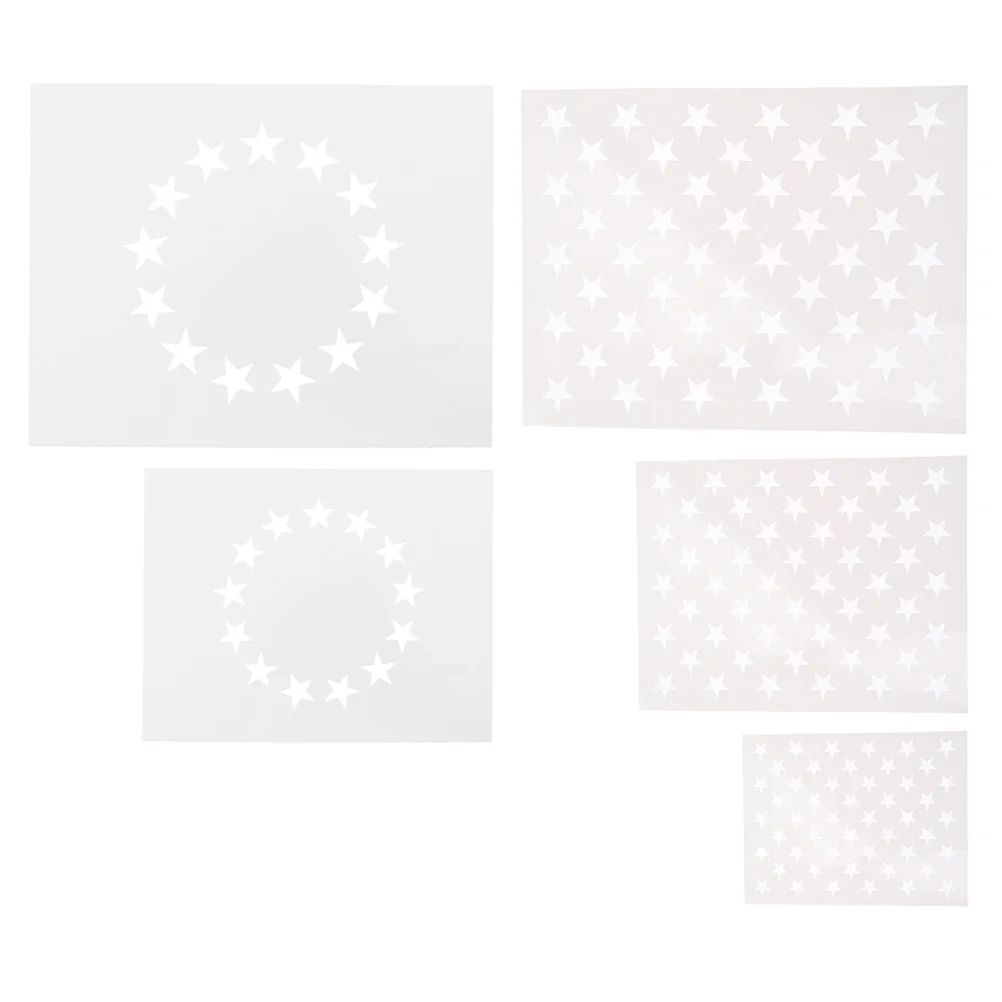 

5Pcs Star Stencils Reusable Washable for Wood Paper Fabric Painting DIY American Flag Craft Independence Day Star Templates