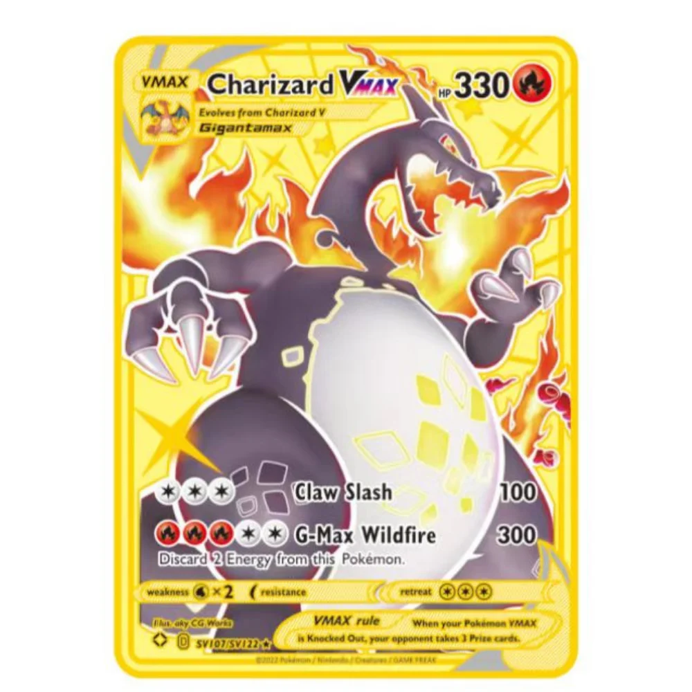 37 style English latest 10000 point arceus vmax pocket monster metal kakapi kachu spray dragon gold limited edition children\'s g