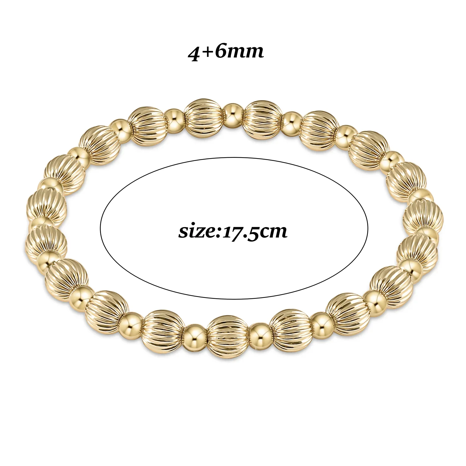 Goldperlen-Stretch-Armbänder für Damen, 18K vergoldet, stapelbar, modischer Schmuck, trendiges Accessoire für Party und Alltag. – Detail 14