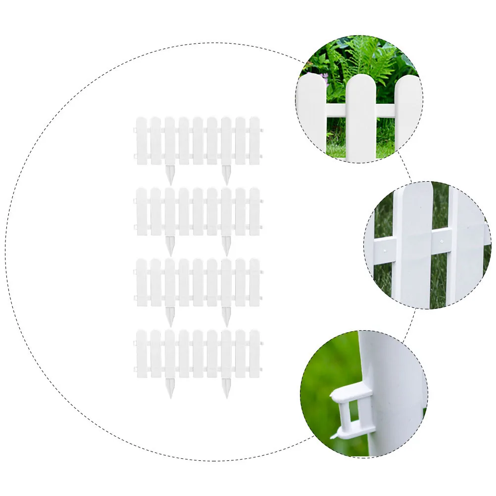 

4 Sets 50x20cm White Garden Fence Reusable Durable Decorative Yard Enclosure Plastic Courtyard Villa Fence Gardening Supplies