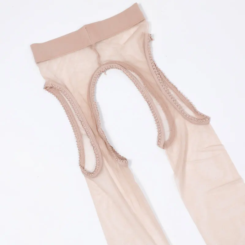 مثير مفتوح المنشعب الجوارب النساء Crotchless الجوارب بسط شير جوارب طويلة سوداء كولانت Ouvert فام Strumpfhose 2023