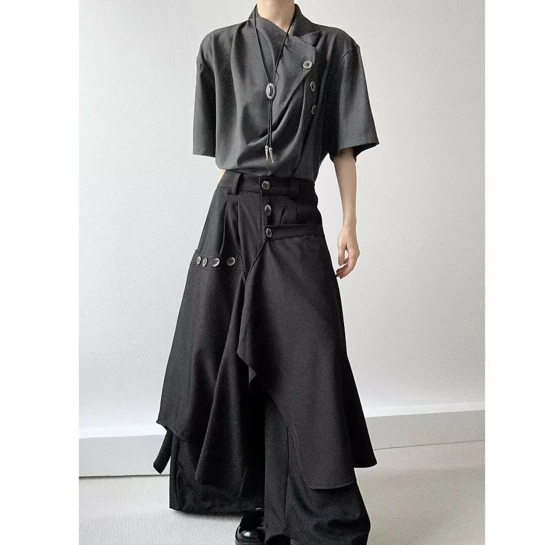 

Y2k Dark Japanese Fashion Men's Pants Wide-Leg Hakama Casual Baggy Trousers Men Hip Hop Streetwear Stylish Samurai Clothing