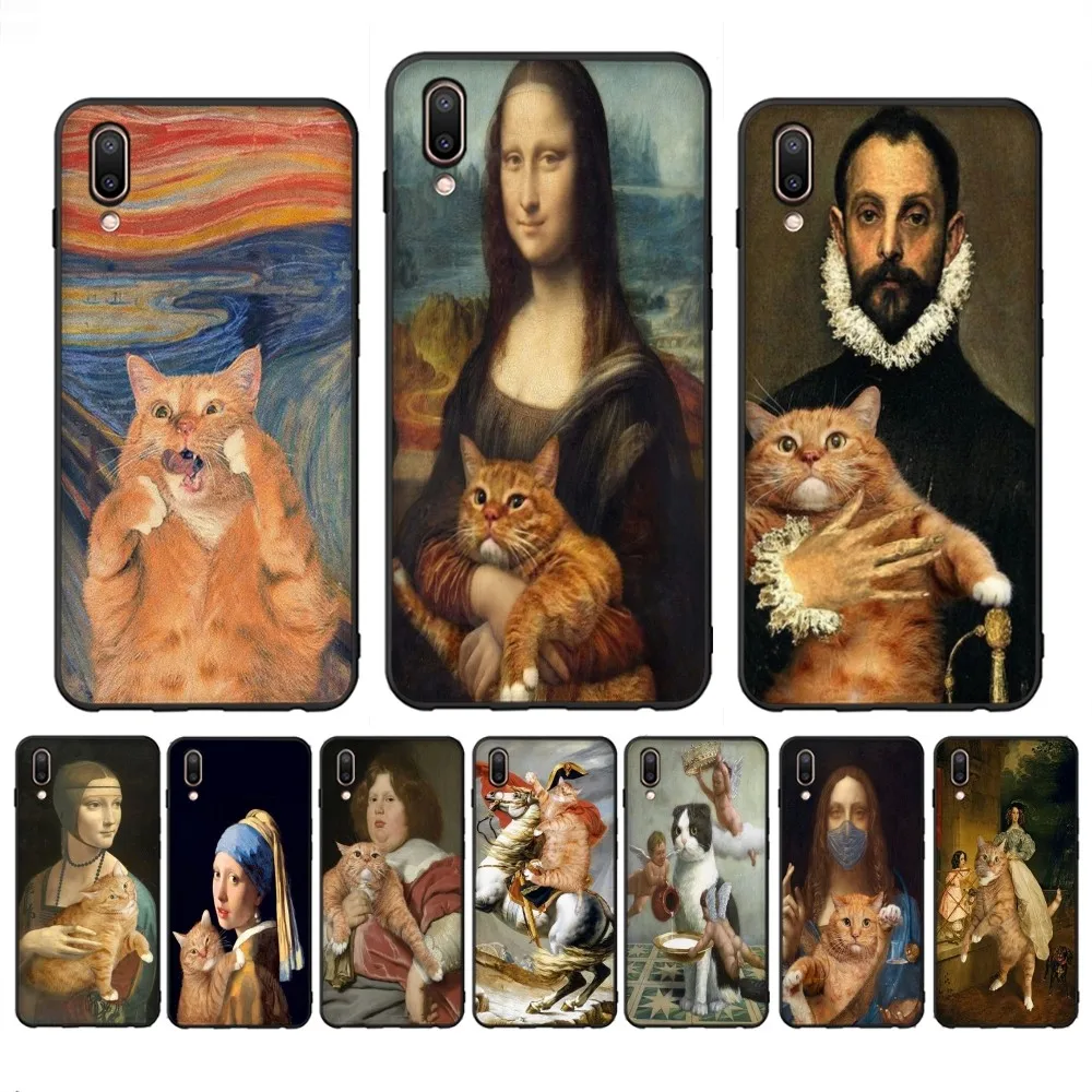 

Van Gogh Mona Lisa Fun Cat Art Phone Case For Redmi Note 4 X 5 A 6 7 8 T 9 9S 10 11 11S 11Epro Poco M3 pro