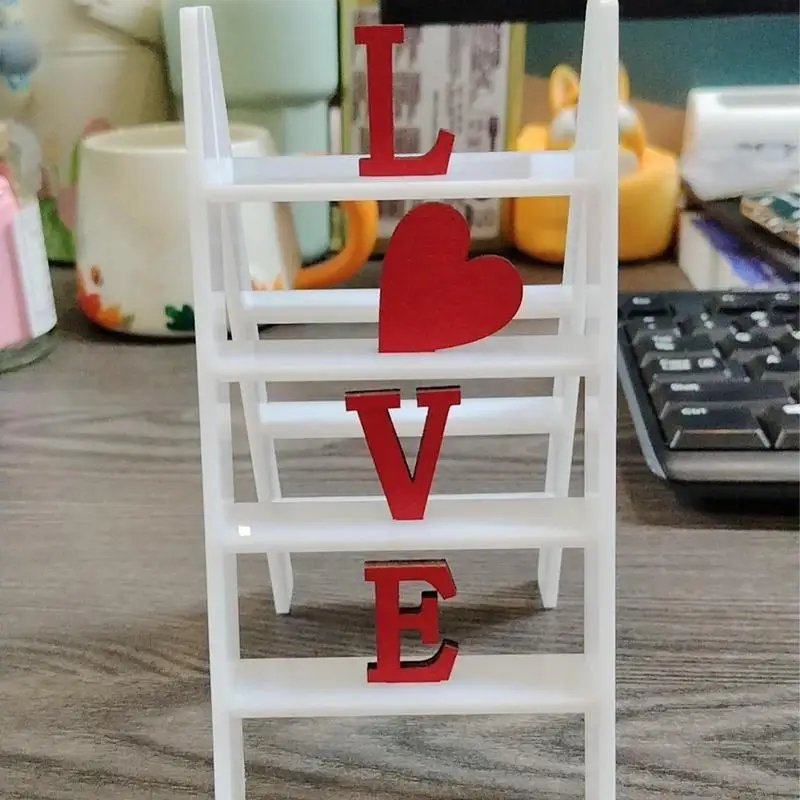 New Valentine Wooden Ladder Tabletop Decoration Love Ladder Home Decor Valentine's Day Gift for Wife Girlfriend