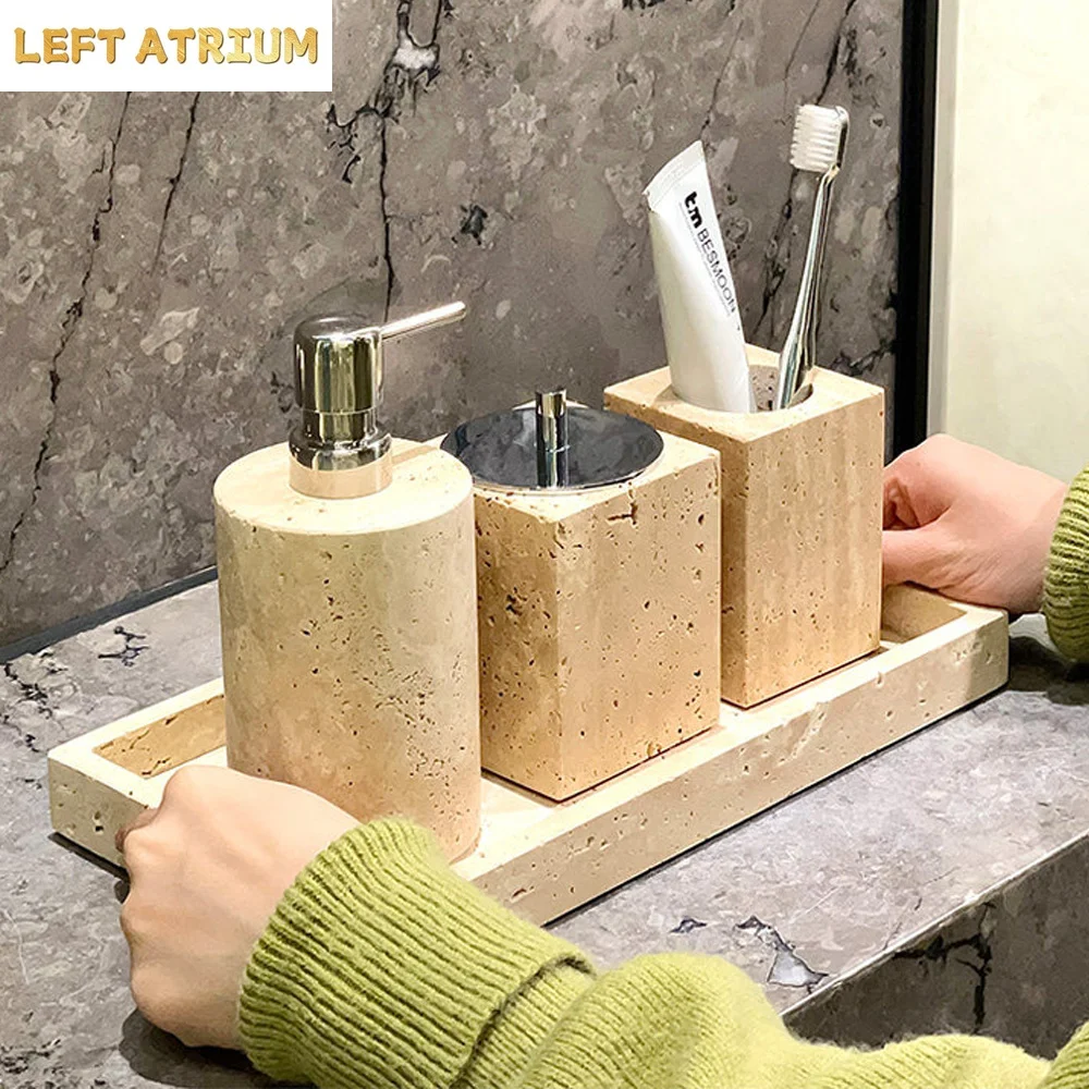 Cave Stone Resin Bathroom Liquid Distributor Water Soap Dish Hand Sanitizer Bottle Emulsion Bottle Gargle Cup Tray Bathroom