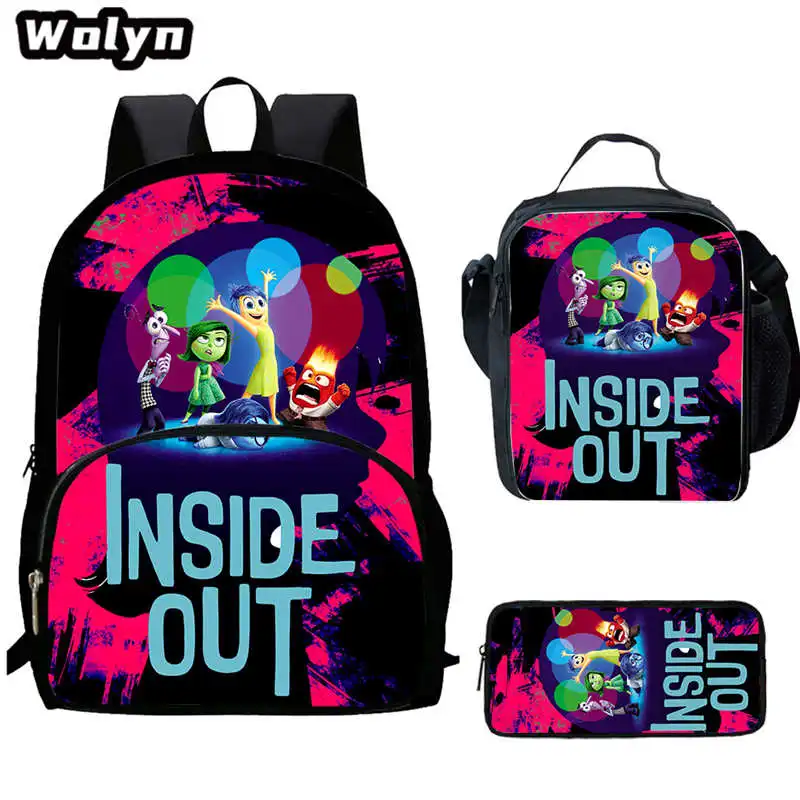 

Cartoon Inside Out Child Backpack with Front Pocket,Lunch Bags,Pencil Bags for Aged 5-10,Cartoon School Bags for Boys Girls