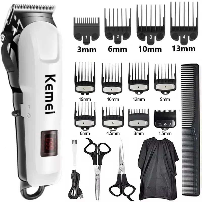 

Hair Clipper Kemei KM-809A Hair Cut Maching Wireless Trimmer Professional Clipper Machine Rechargeable Hair Cut Barber