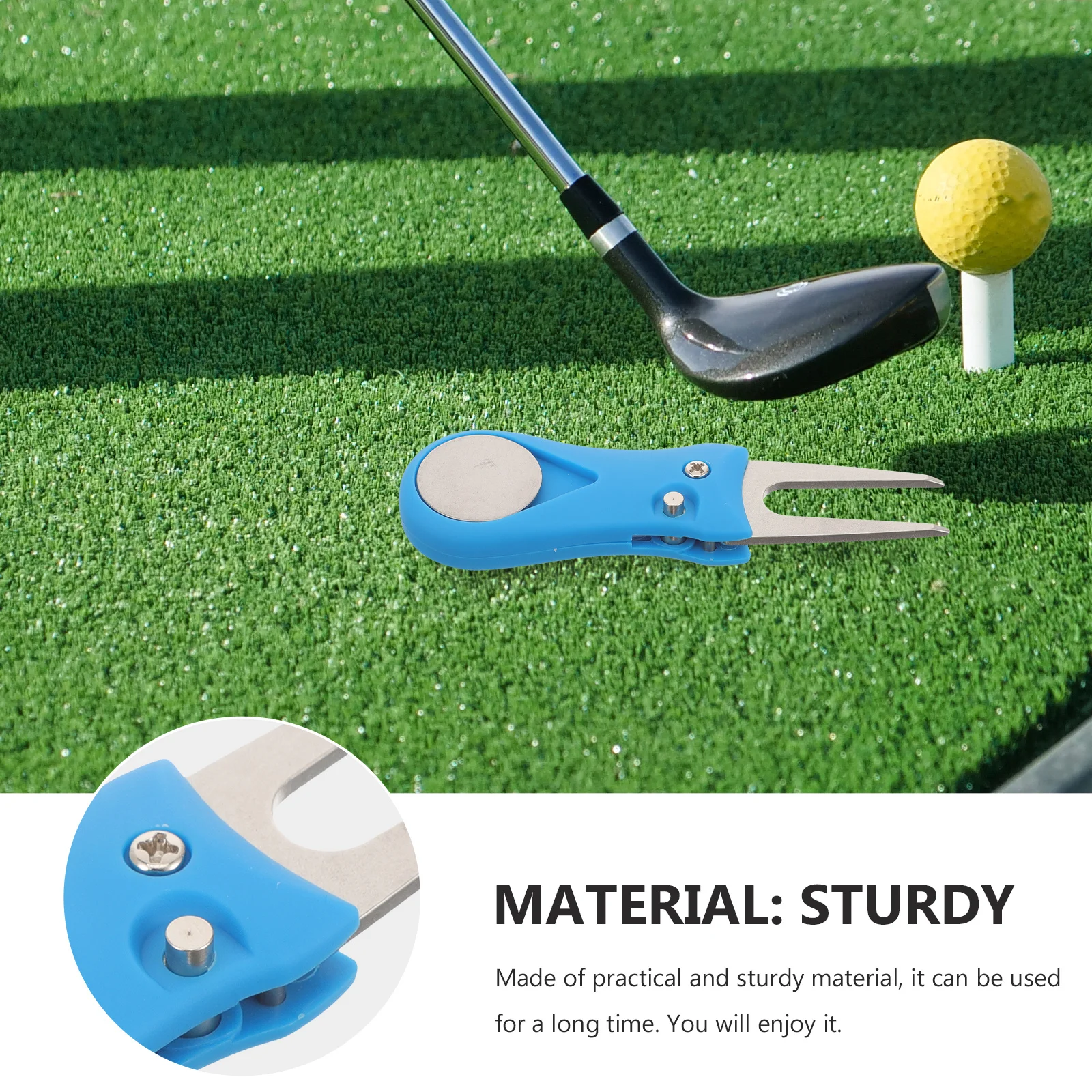 شوكة جولف ديفت أداة جولف محمولة جهاز إصلاح العشب في الهواء الطلق علامة كروية معدنية ملحقات تثبيت العشب المدمجة #4