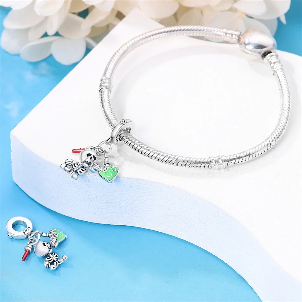 925 Sterling Silver Valentine's Travel iPod wireless headset Beads Suitable For Original Bracelet Diy Gift Anniversary Birthday