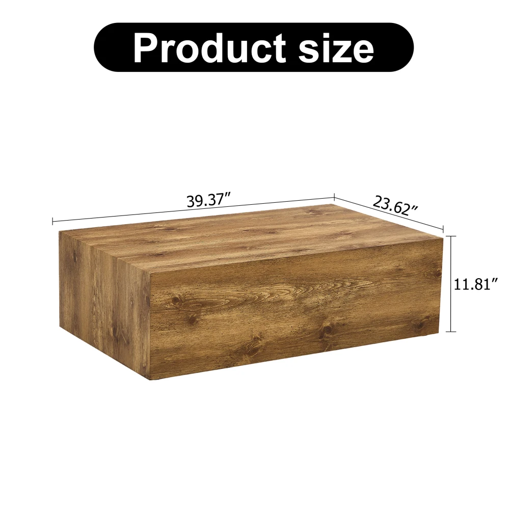 Mesa de centro moderna, mesa central rectangular de grano de madera con patas ajustables, mesa auxiliar de granja fácil de limpiar para oficina