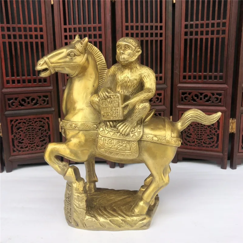 

Chinese Monkey Zodiac Animal Statue Bronze Horse Decoration Living Room Yuanbao Fengshui Decoration