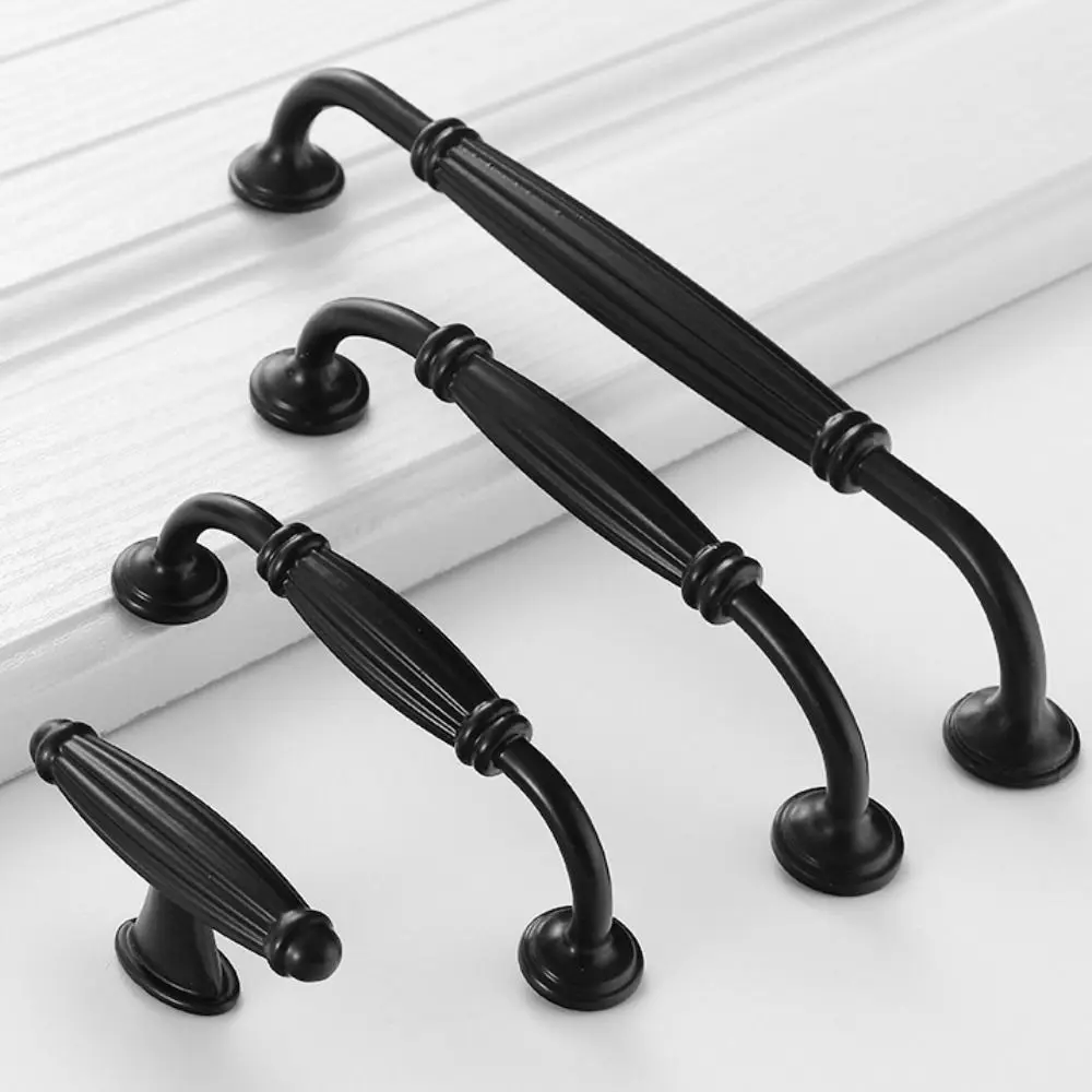 Aluminum Alloy Arched Cabinet Door Handles Retro Style Minimalist Drawer Handle Black Multifunctional Furniture Handles