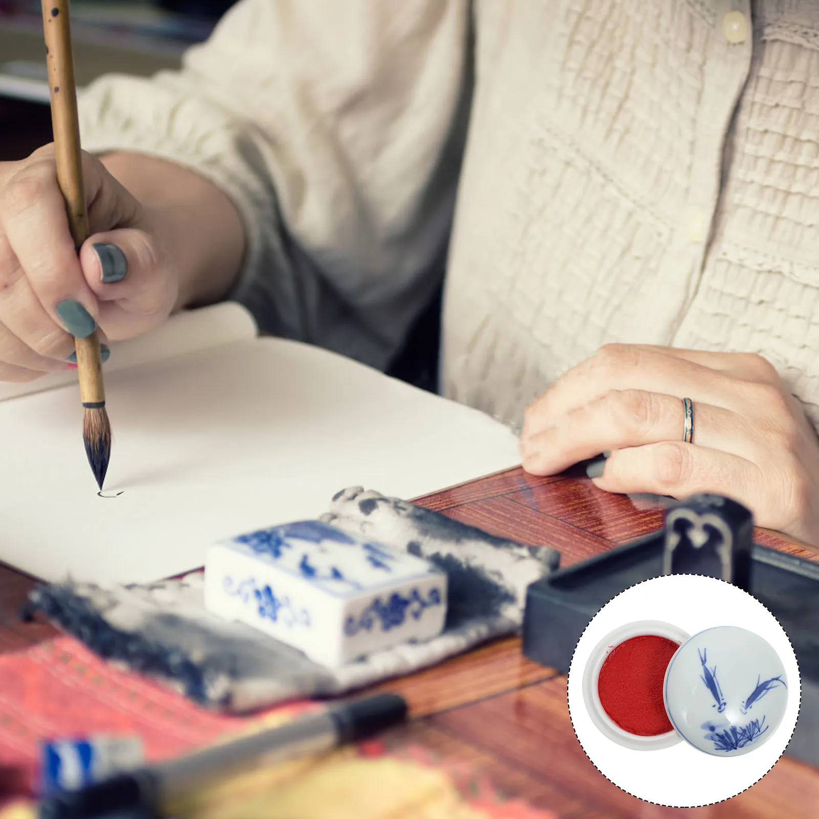 

1 шт., китайская чернильная подушечка, керамическая коробка, подушечка для печати, сделай сам, живопись, офисные школьные принадлежности, многоцелевая чернильная подушечка премиум-класса