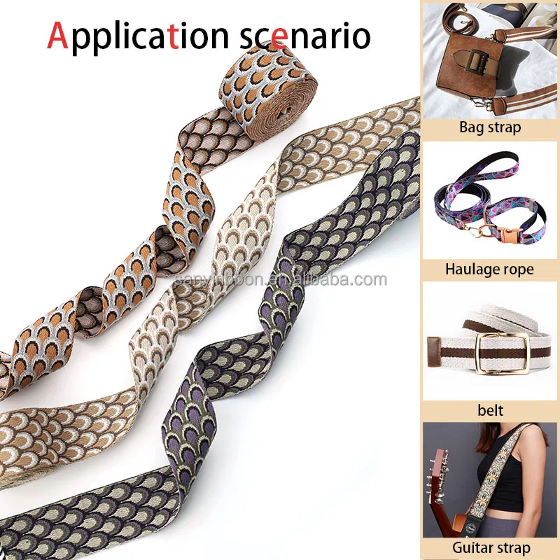 Benutzerdefiniertes Logo-Muster Polyester-Gurtband Nylon-Gurtband für Umhängetasche Schultergurt Gürtelgurt Gitarrengurt