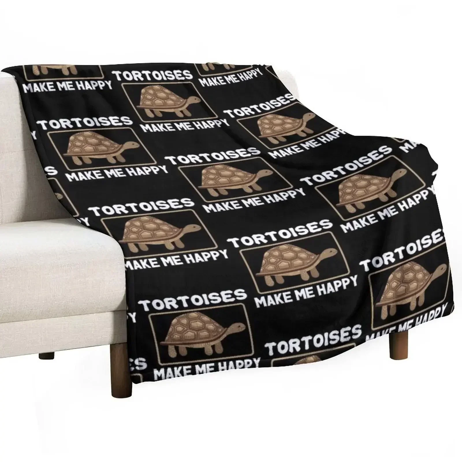 

Tortoises Make Me Happy Throw Blanket Plaid on the sofa For Decorative Sofa Blankets