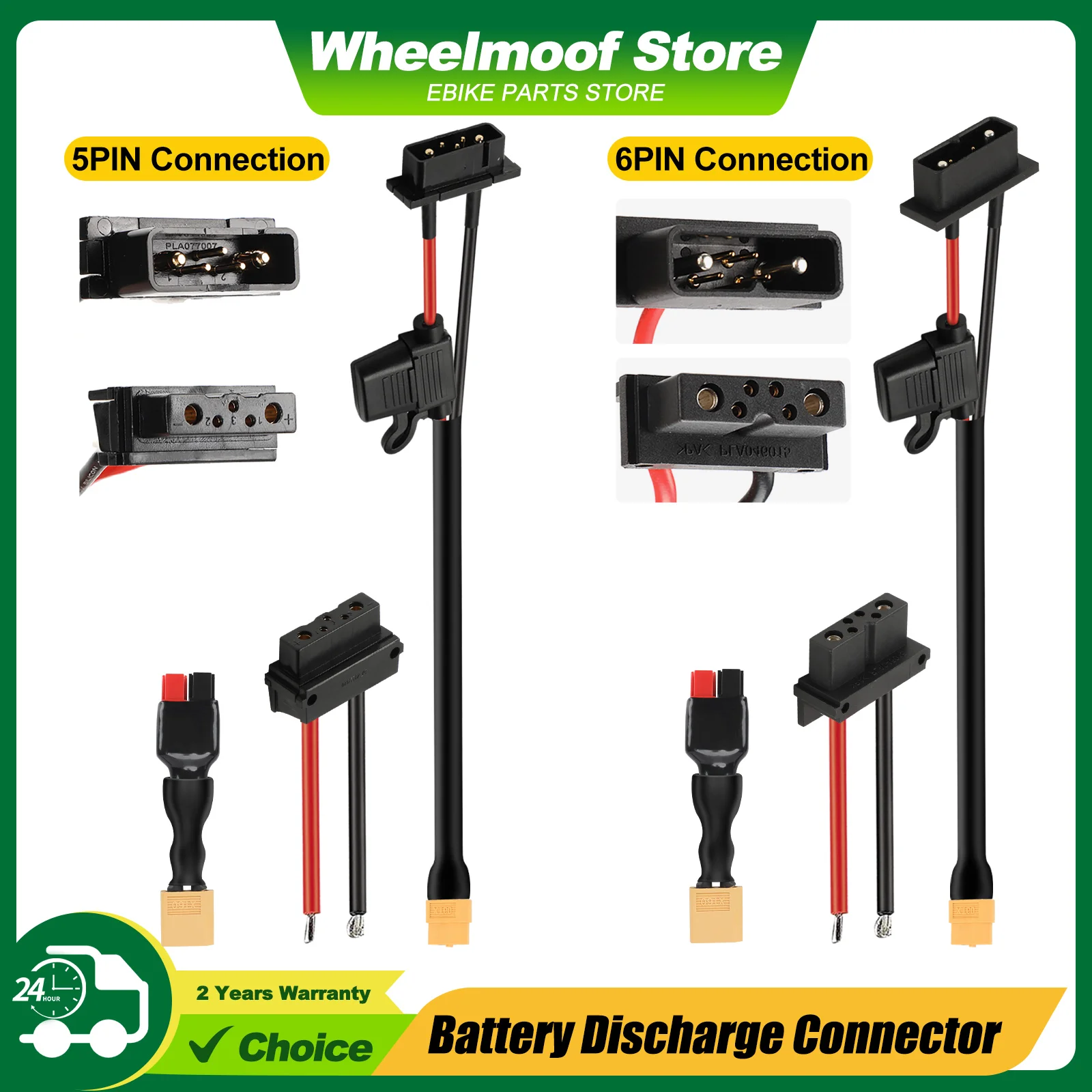 5-pinowe 6-pinowe złote złącze wyładowcze z zewnętrznym bezpiecznikiem 50A do akumulatora Hailong Ebike Down Tube i płyty podstawowej