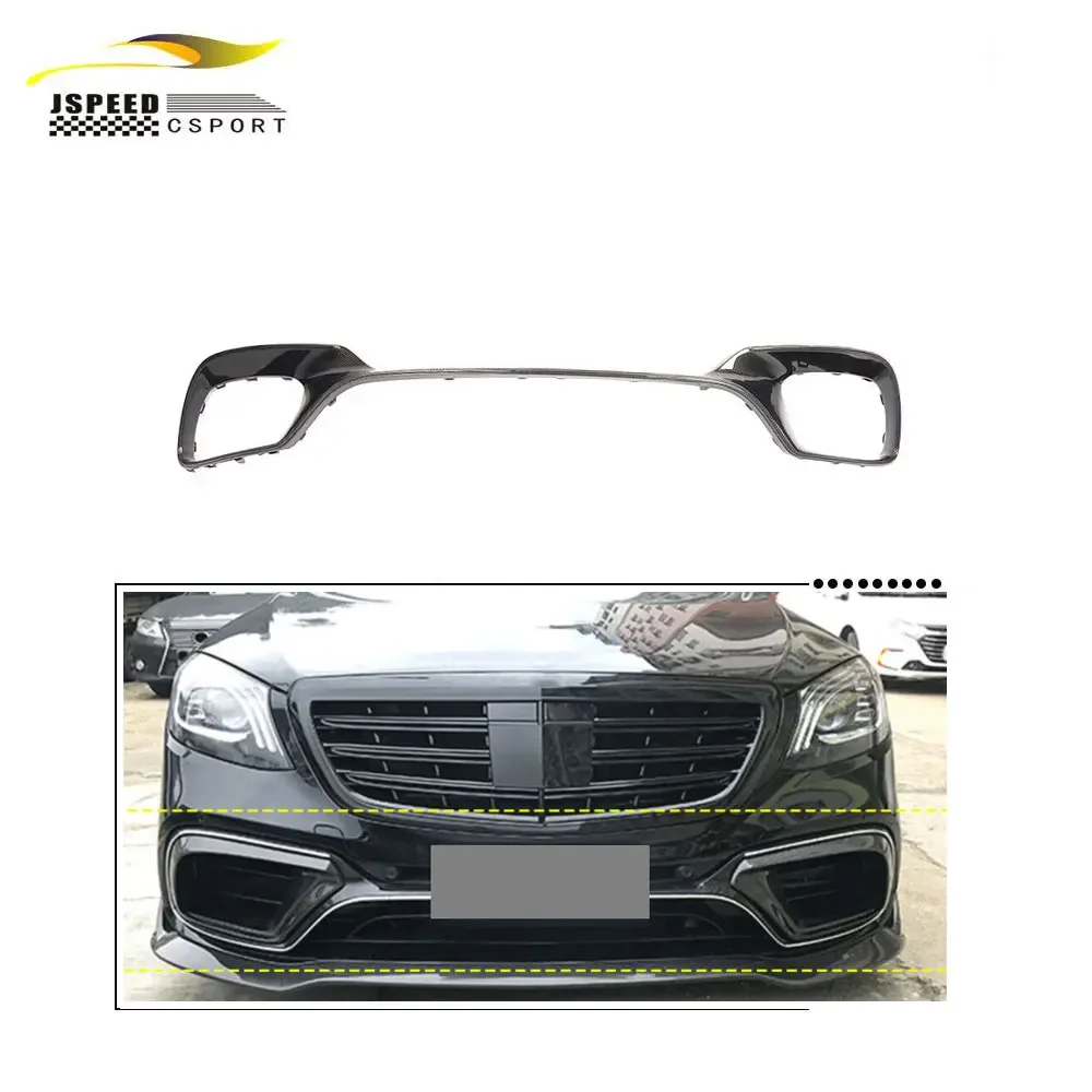 W222 S Class Carbon Fiber Front Bumper Decoration Trims for Mercedes Benz S63 S65 AMG Sedan 4-Door 2018-2019