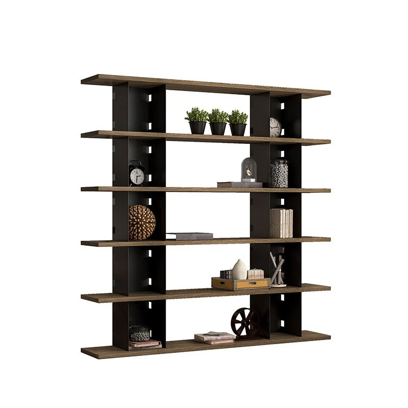 رف كتب من الحديد المطاوع على الطراز الصناعي من الأرض إلى السقف، قسم مكتبي للتخزين من الخشب الصلب