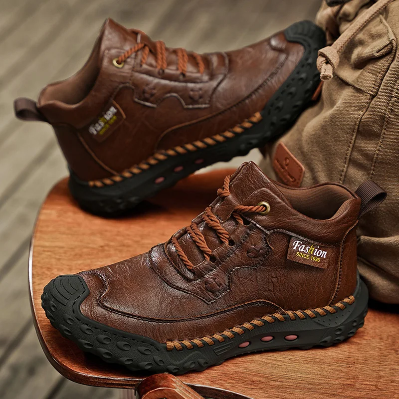 

Новинка 2025 года, кожаная мужская обувь ручной работы, роскошные брендовые мужские лоферы больших размеров, мокасины, повседневная прогулочная обувь с высоким берцем для мужчин