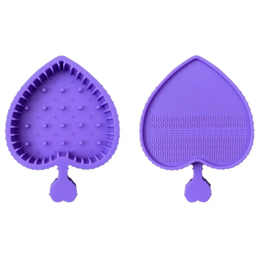 Powder Puff Cleaning Makeup Brush Cleaner Silicone Brush Cleaning Tool Cosmetic Brush Cleaning Mat Love Shaped Soft Washing Pad