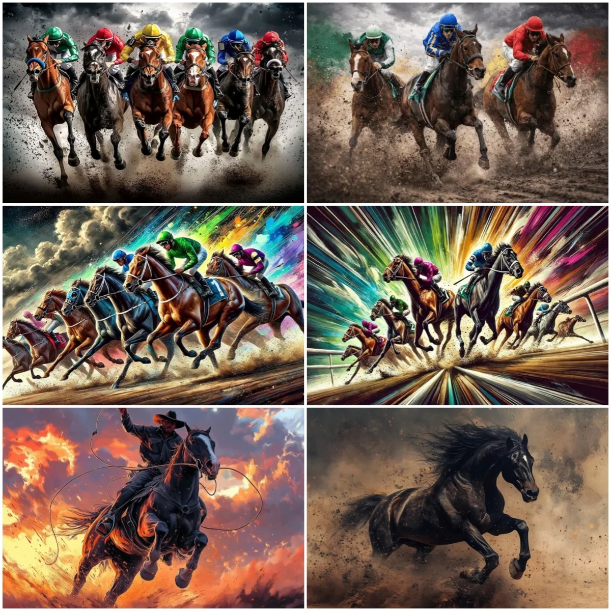 

Colorful Horse Racing Theme Background Rider Sprint Racetrack Decoration Banner Birthday Party Banner Photo Shoot Props Gifts
