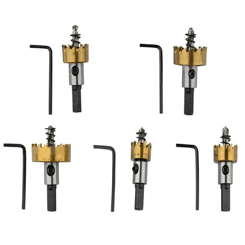 5PCS Set frese per seghe a tazza Set punte da trapano in acciaio ad velocità Frese per seghe a tazza per del legno