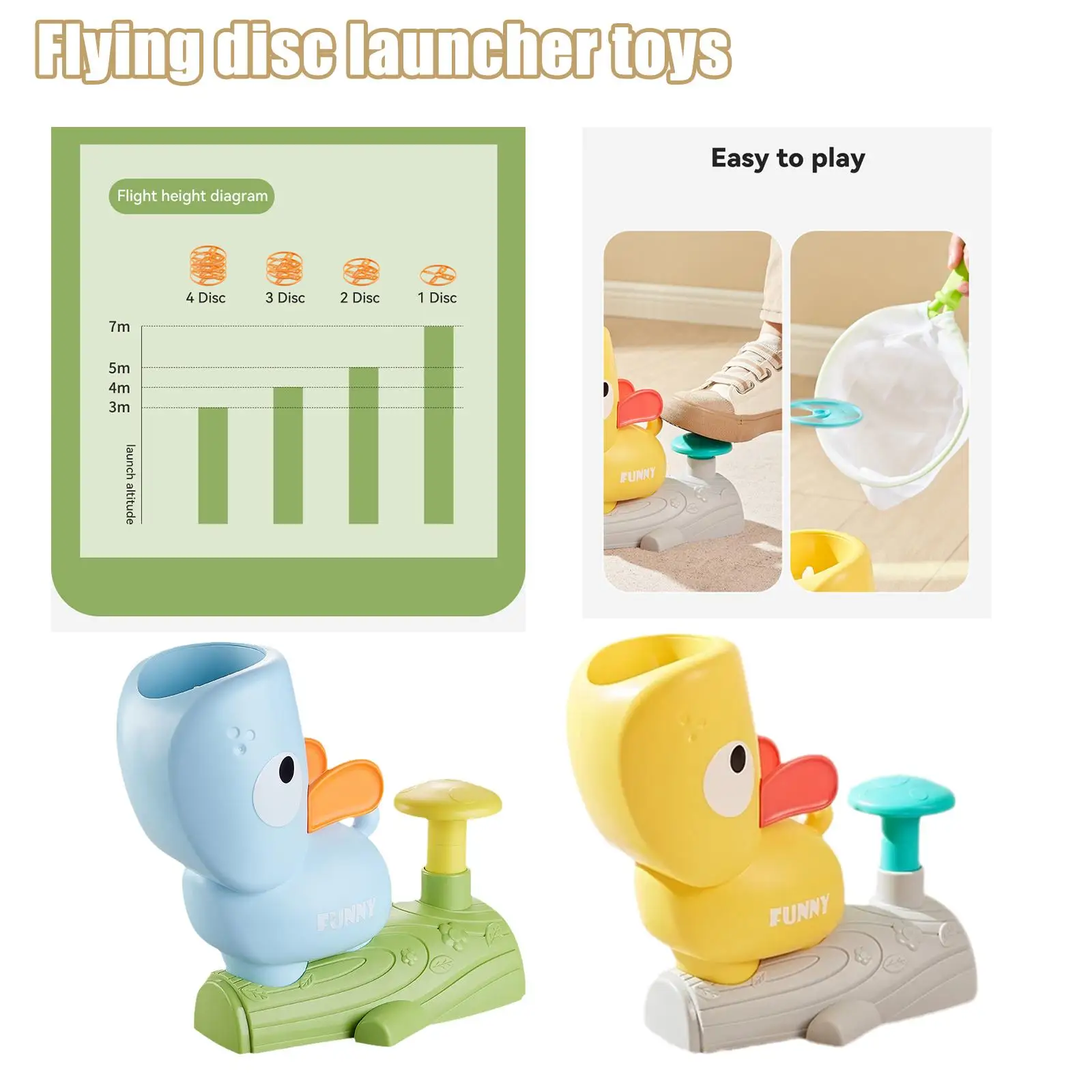Kids Flying Disc Air Rocket Launcher Outdoor Fun Game Sensory Toys Foot Step Catapult Flying Saucer Catching Training Sports Toy
