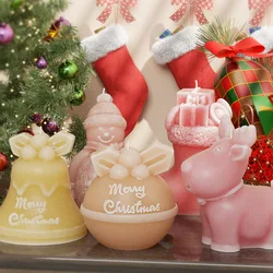 3D Christmas Snowman Elk Deer Silicone Candle Mold DIY Handmade Aromatherapy Gypsum Resin Crafts Making Home Xmas Decoration