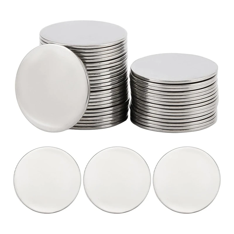 

A26F-1 Box 40 Pieces Stainless Steel Printed Blank Discs Bulk DIY Jewelry Craft Name Tags Necklace Earrings Engraving Supplie