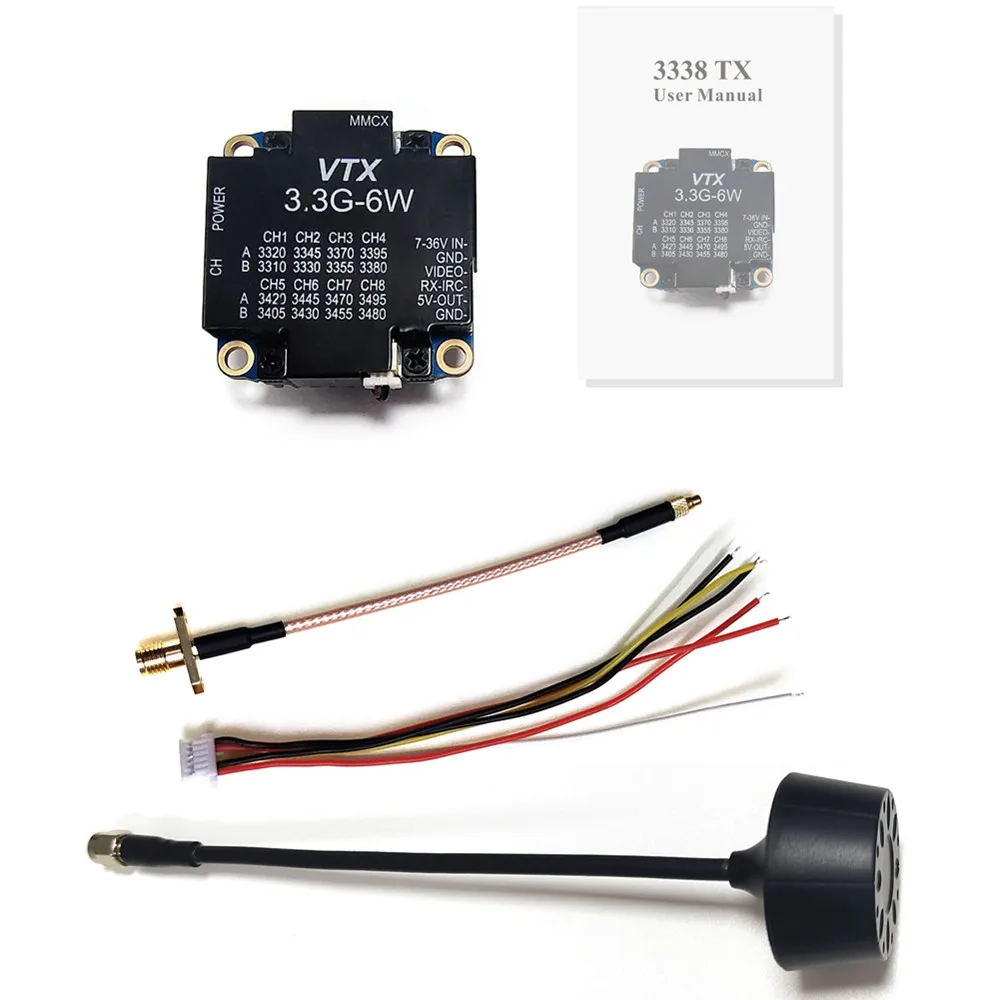 

RCMOY 3.3G 6W VTX 16CH 1000mW/3000mW/4000mW/6000mW Transmitter For RC Model/Airplane/CAR/Boat/FPV Racing Drone Parts